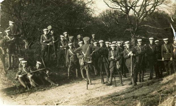 A photograph of Radley OTC on exercises during the First World War. (undated)
