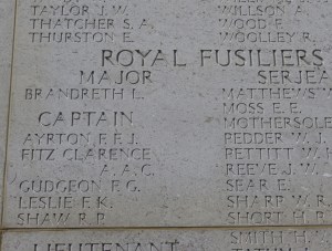 Augustus Fitzclarence commemorated on the Helles Memorial.  Photo David Bennett, 18 May 2015