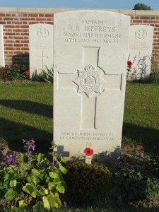 The grave of Darell Jeffreys at Chester Farm Cemetery.  Photographed for 'Marching in Memory' for Combat Stress, July 2015