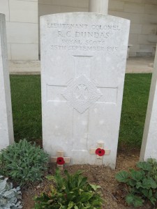 The grave of Richard Dundas at Cabaret Rouge.  Photographed for 'Marching in Memory' for Combat Stress, July 2015