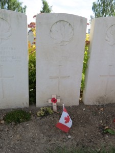 The grave of Lionel Bostock at Albert Communal Cemetery. Photographed for 'Marching in Memory' for Combat Stress, July 2016