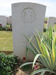 The grave of Lesley Douglas-Hamilton at Peronne Road Cemetery. Photographed for 'Marching in Memory' for Combat Stress, July 2015