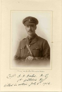 AH 'Sam' Hales, Captain, 1st Bn, Wiltshire Regt. kia First Battle of the Somme