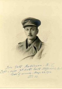 John Robinson, Captain & Adjutant, 7th Bn, North Staffordshire Regt. Died of wounds in Mesopotamia