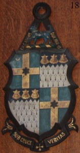The shield of Geoffrey Adams, still hangs in Radlege College Dining Hall