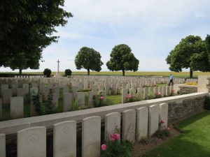The grave of William Marshall at Beulencourt. Photographed for 'Marching in Memory' for Combat Stress, July 2015