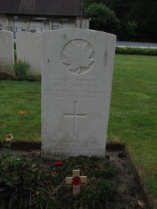 The grave of Walter Simpson at Berks Cemetery.  Photographed for 'Marching in Memory' for Combat Stress, July 2015