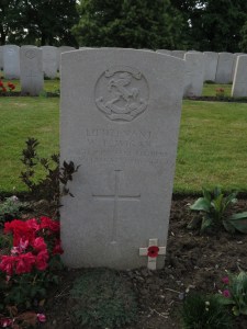 The grave of William Wigan at Lijssenthoek.  Photographed for 'Marching in Memory' for Combat Stress, July 2015