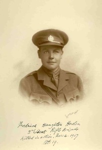 2nd Lt Frederick Haden. kia Passchendaele