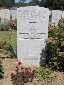 The grave of William Lloyd at Faubourg Arras.  Photographed for Marching in Memory, July 2015